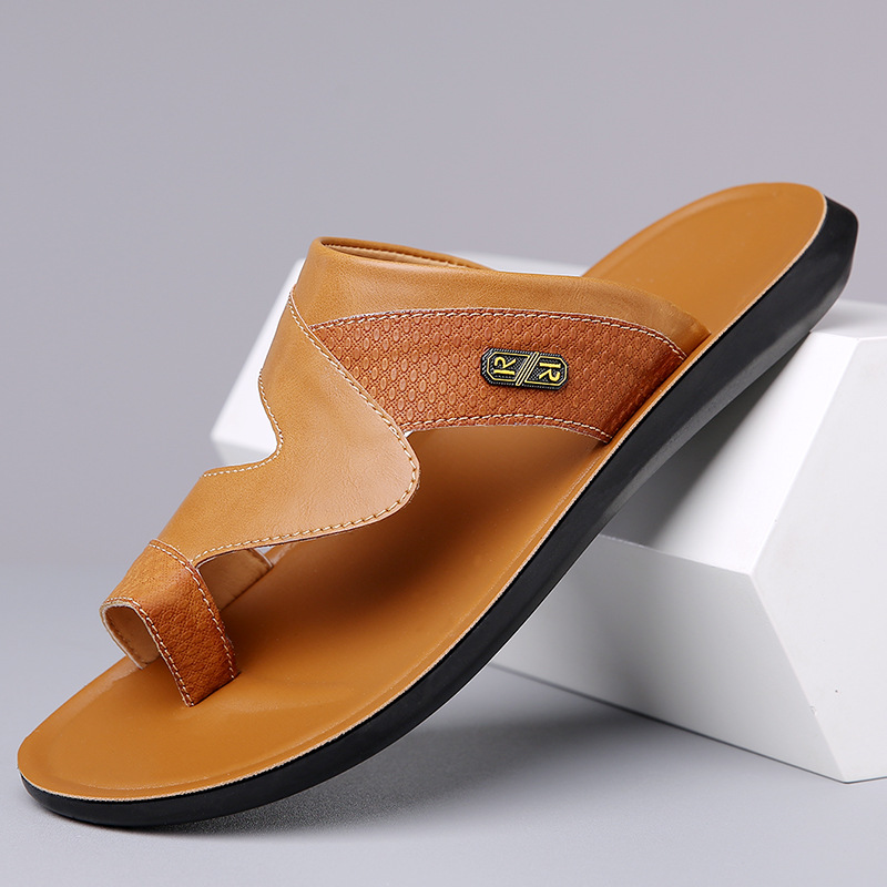 Flip Flop Leather Men - รองเท้าแตะหนังผู้ชายรุ่นใหม่ปี 2026 ระบายอากาศได้ดี กันลื่น น้ำหนักเบา สวมใส่สบาย