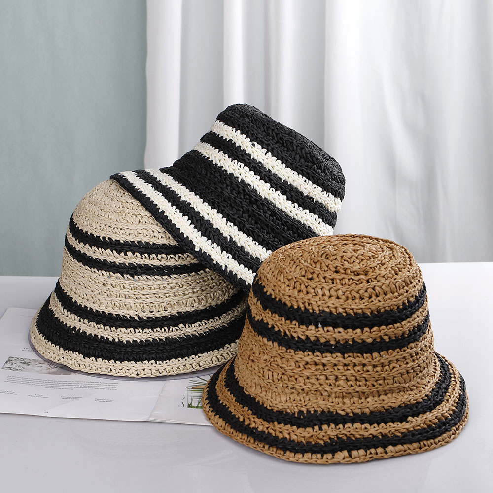 Bucket Hat Straw - หมวกชายหาดของผู้หญิงหมวก Topi BUCKET หมวกคลุมศีรษะแบบหมวกบังแดดสำหรับเด็กผู้หญิงหมวกหน้าร้อน