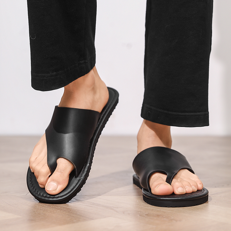 Flip Flop Leather Men - รองเท้าแตะผู้ชายคุณภาพสูงแฟชั่นรองเท้าแตะหนังระบายอากาศได้ดีรองเท้าลำลองกันลื่นรองเท้าแตะน้ำหนักเบารองเท้าโรมันแฟลต