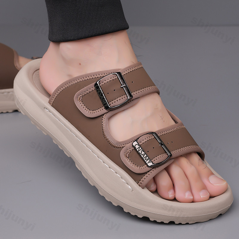 Flip Flop Leather Men - รองเท้าแตะผู้ชาย 2025 ฤดูร้อนBreathableรองเท้าแตะชายหาดกลางแจ้งลื่นFlip Flopsใหม่แบนรองเท้าแตะผู้ชายคุณภาพสูงรองเท้า