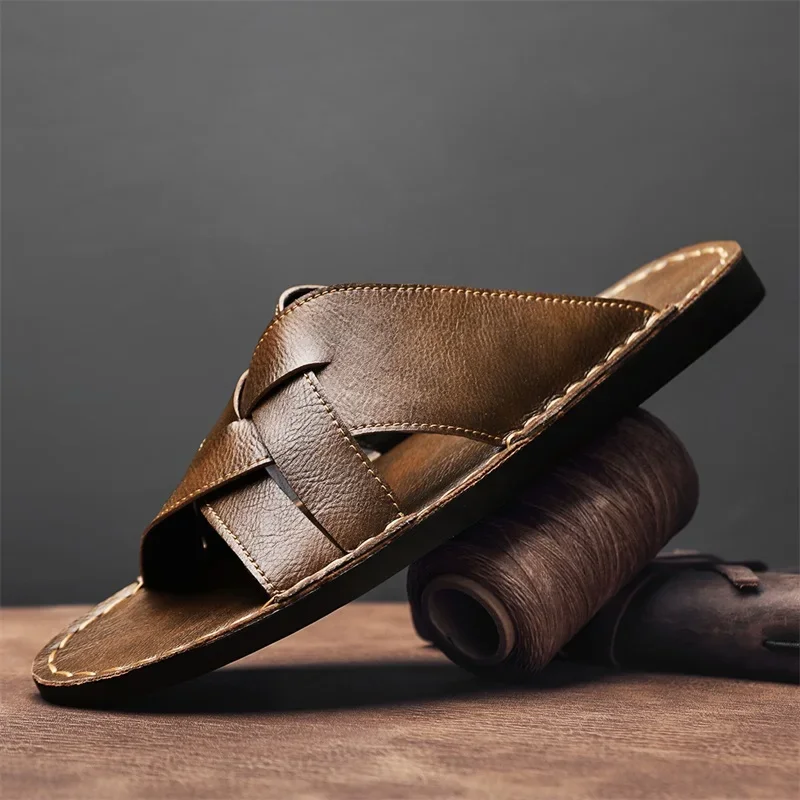 รองเท้าแตะหนังแท้สำหรับผู้ชาย  - Flip Flop Leather Men บทวิจารณ์และราคา