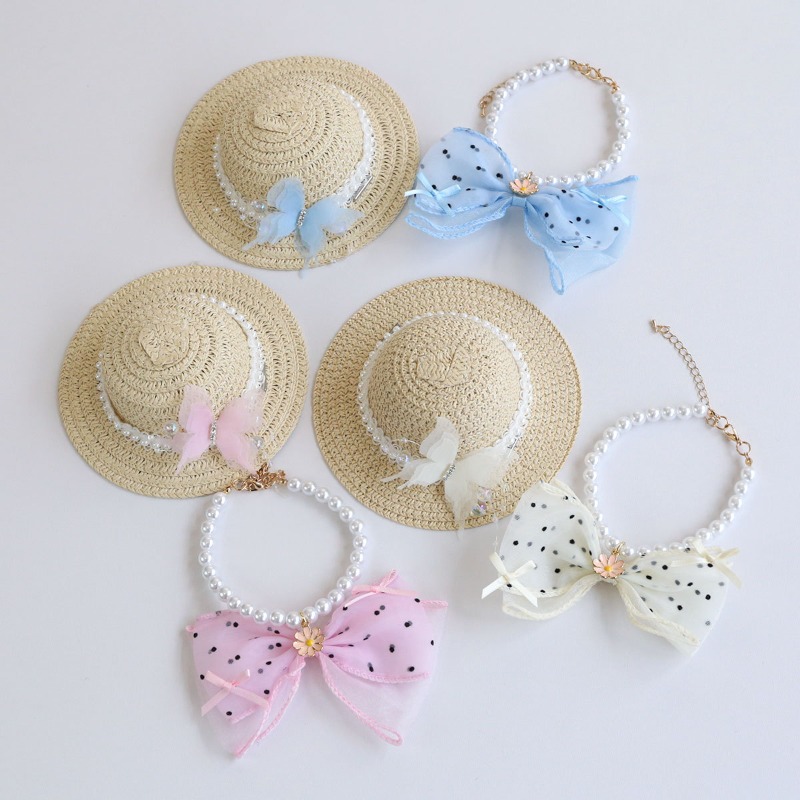 หมวกฟางสำหรับสัตว์เลี้ยงน่ารัก - Bucket Hat Straw บทวิจารณ์และราคา
