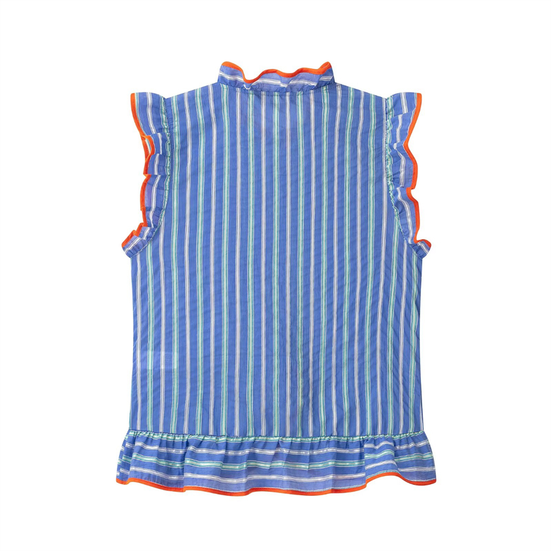เสื้อผู้หญิงสีน้ำเงินลายทางแนว - Shirt Camp Collar บทวิจารณ์และราคา