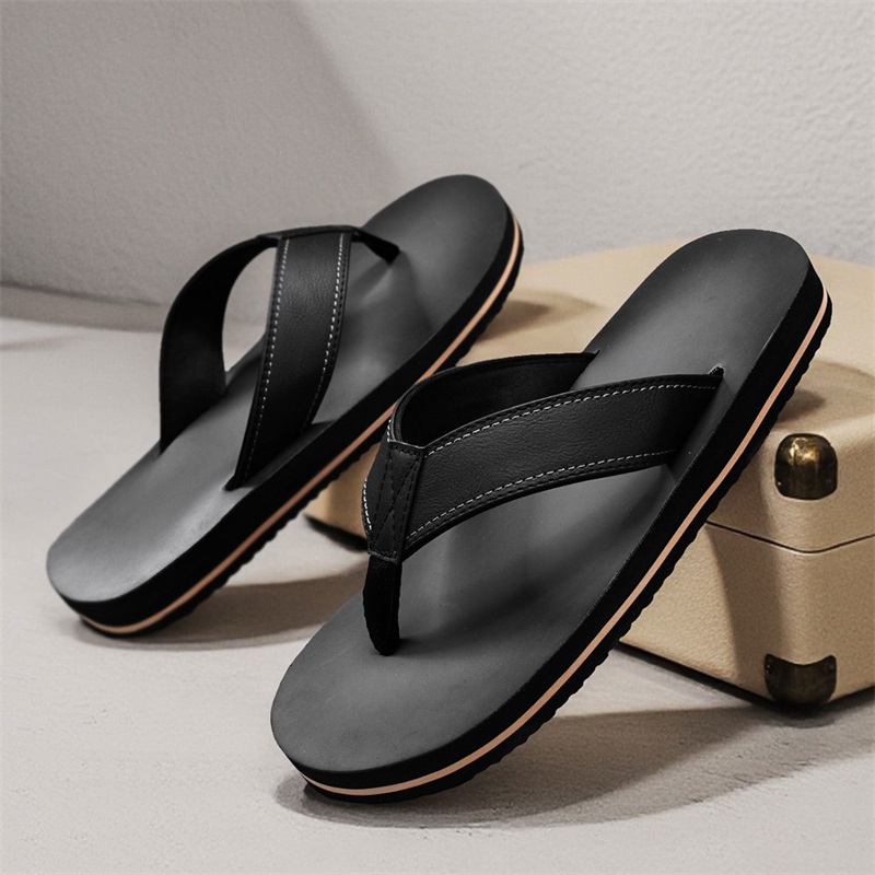 รองเท้าแตะหนังเทียมสไตล์วินเทจ - Flip Flop Leather Men บทวิจารณ์และราคา