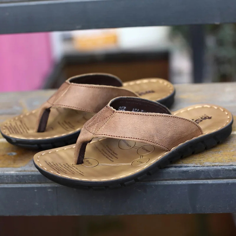 รองเท้าแตะแบบสวม Roma Retro สี - Flip Flop Leather Men บทวิจารณ์และราคา