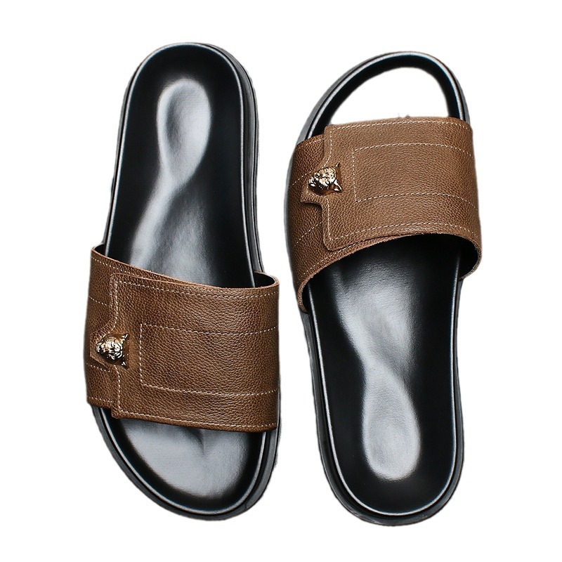 2025 ใหม่ของแท้หนังรองเท้าแตะโ - Flip Flop Leather Men บทวิจารณ์และราคา